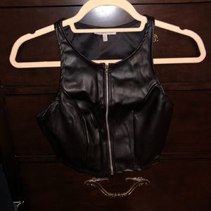Fake leather top